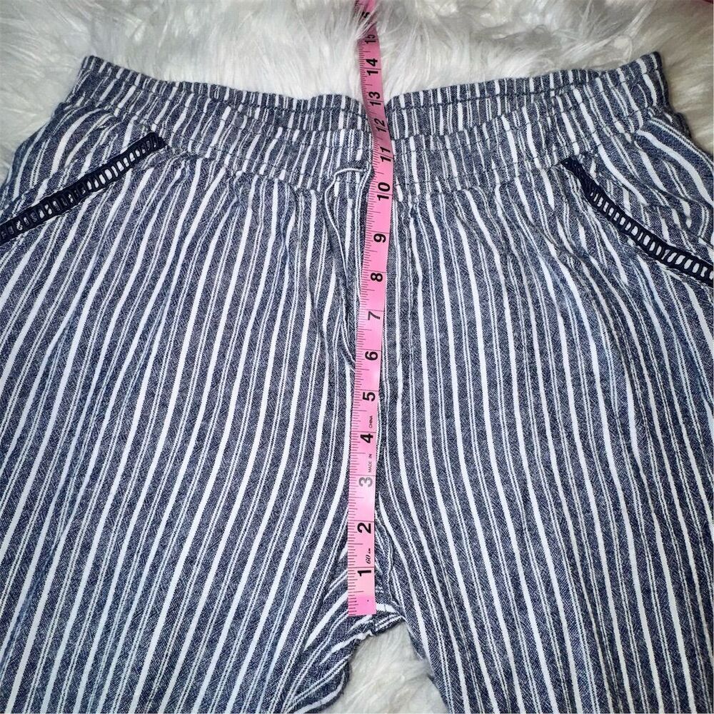 Briggs Women's XL Blue Striped Wide-Leg Linen Blend Pants Casual - Picture 12 of 12